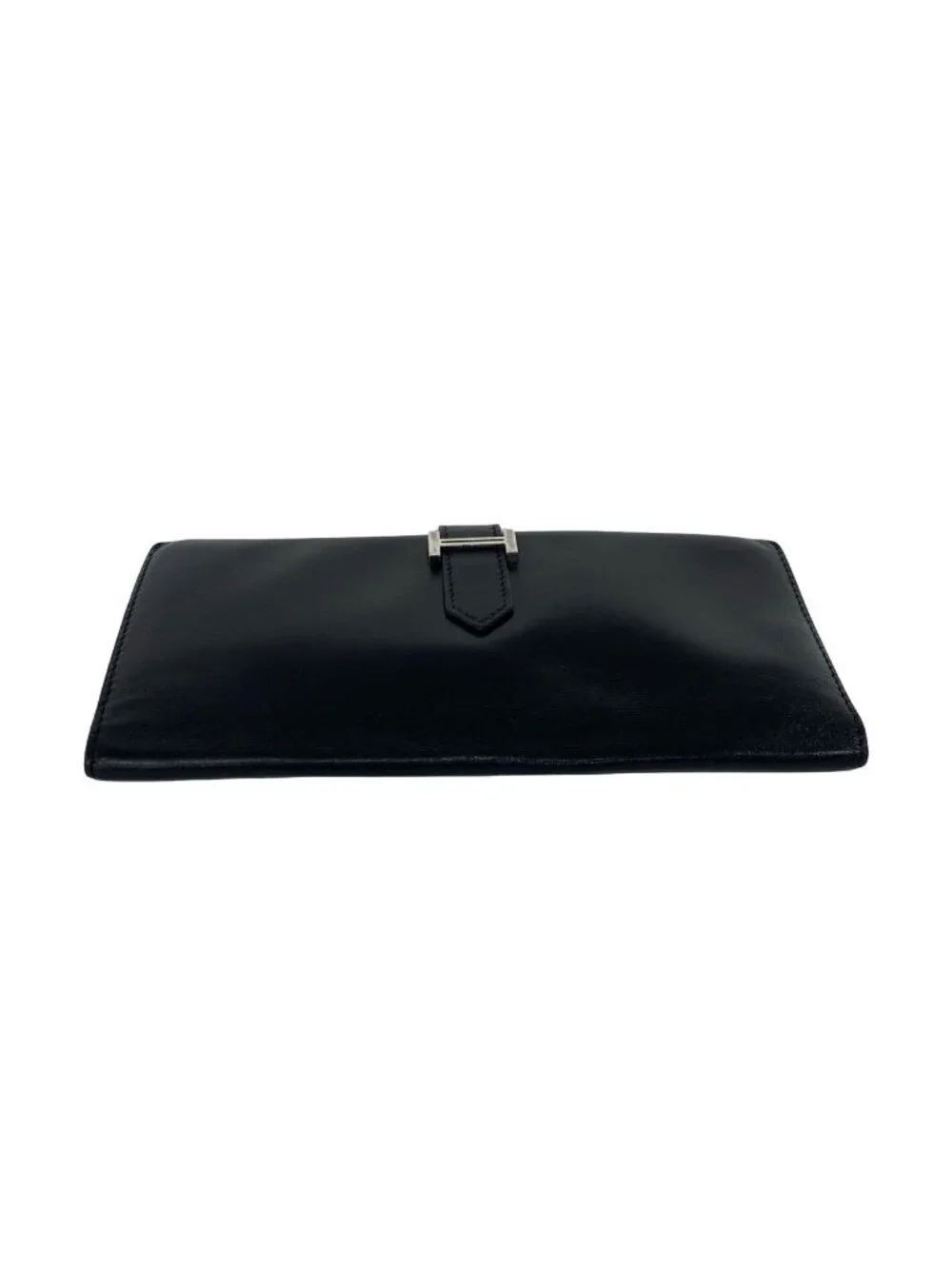 Hermes Bearn Box Calf Wallet Bifold Card Case Coin Purse Black
